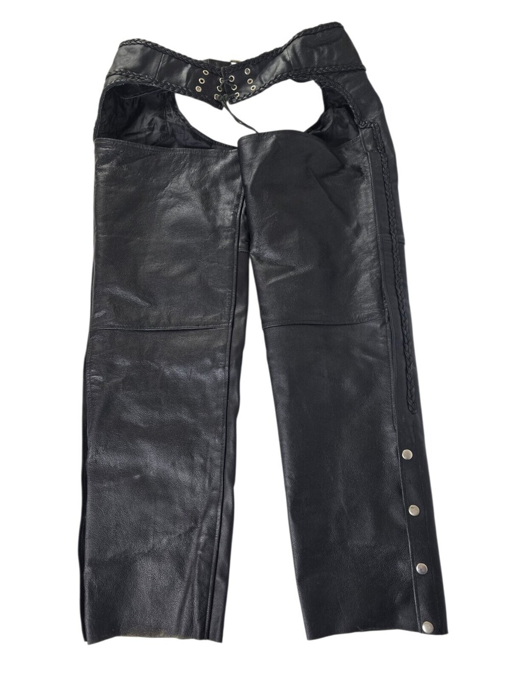 Hot Leathers Women's 2XL Black Braided Leather Motorcyle Chaps Bike Riding